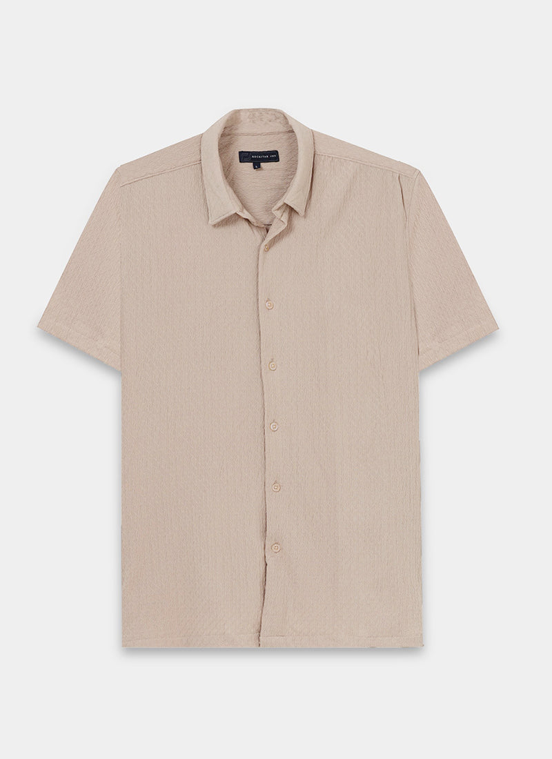 HALO Diamond Textured Knitted Shirt Light Pink-Flatlay Front View