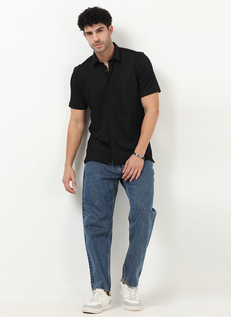 HALO Diamond Textured Knitted Shirt Phantom Black