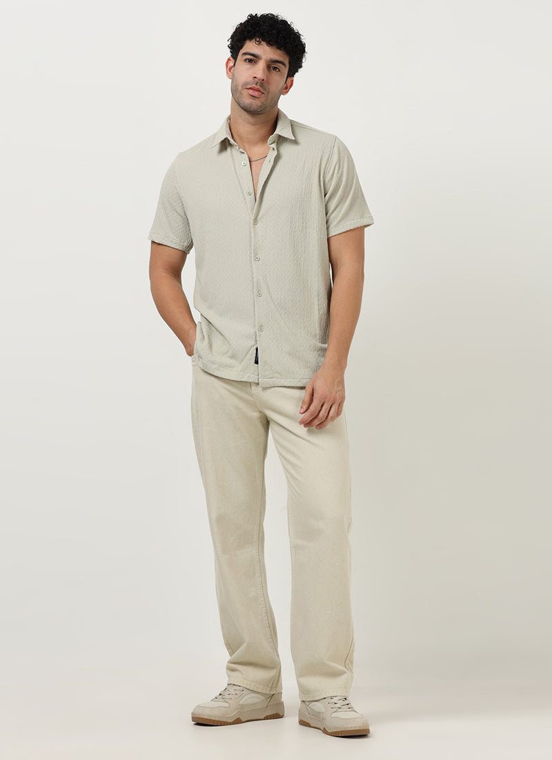 HALO Diamond Textured Knitted Shirt Sage Mist-Flatlay