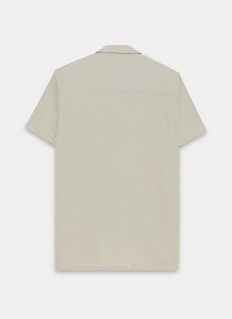 HALO Diamond Textured Knitted Shirt Sage Mist-Flatlay Back View
