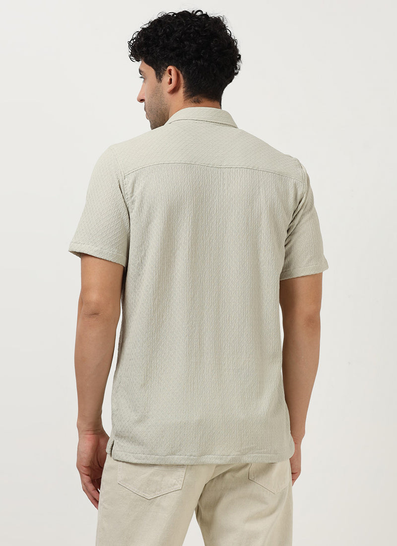 HALO Diamond Textured Knitted Shirt Sage Mist-Back View