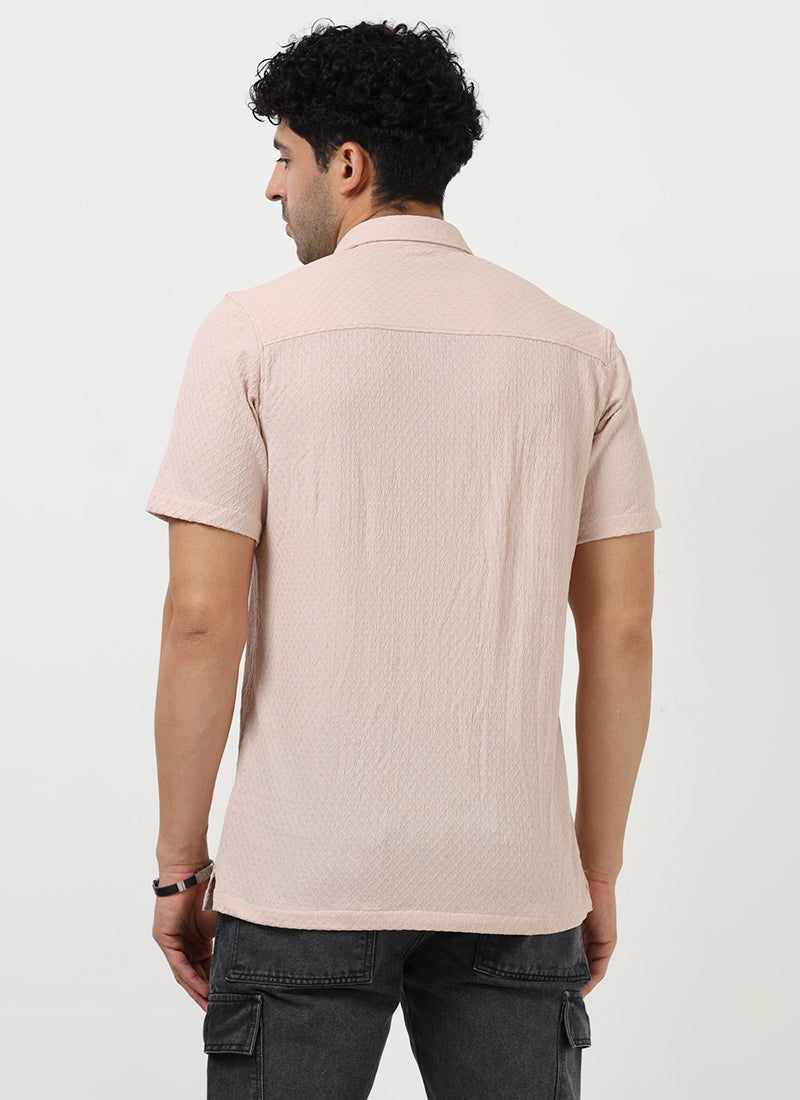 HALO Diamond Textured Knitted Shirt Sage Pink-Back View