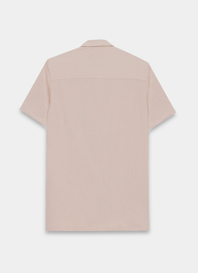 HALO Diamond Textured Knitted Shirt Sage Pink-Flatlay Back View