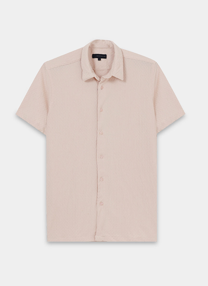 HALO Diamond Textured Knitted Shirt Sage Pink-Flatlay Front View
