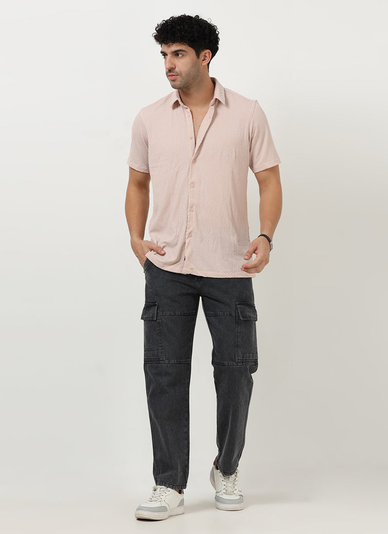 HALO Diamond Textured Knitted Shirt Sage Pink