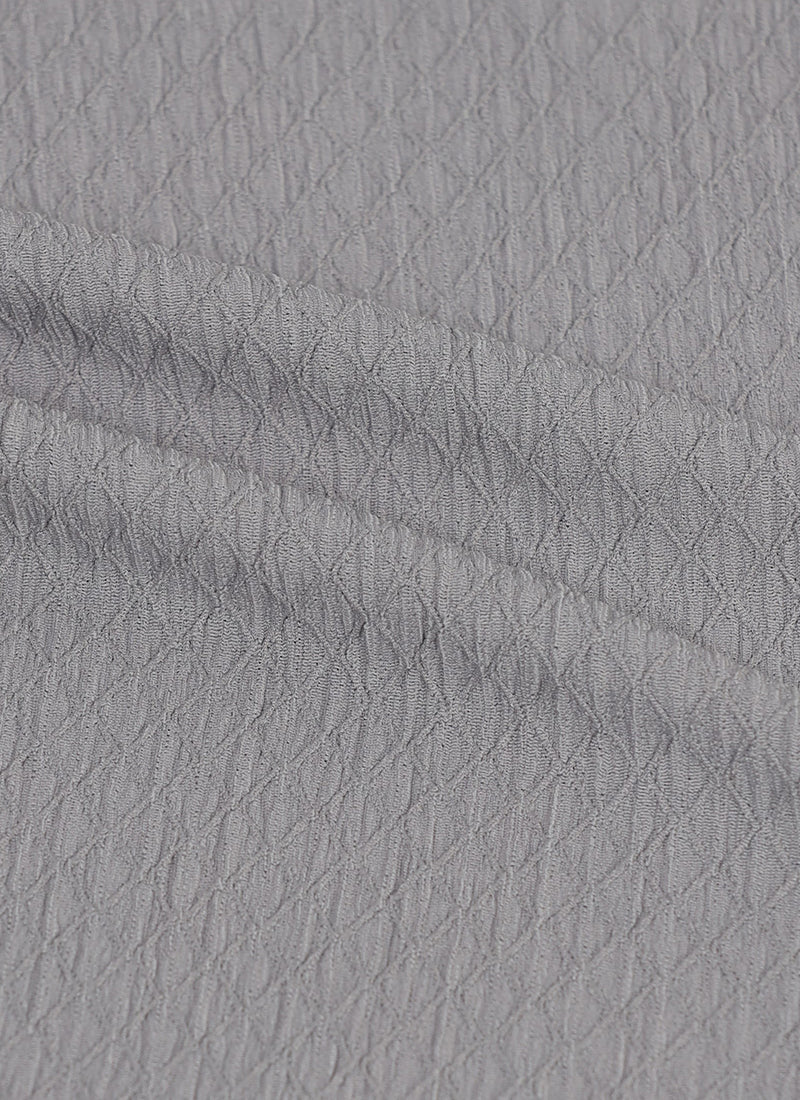 HALO Diamond Textured Knitted Shirt Silver Grey-Fabric Detail View