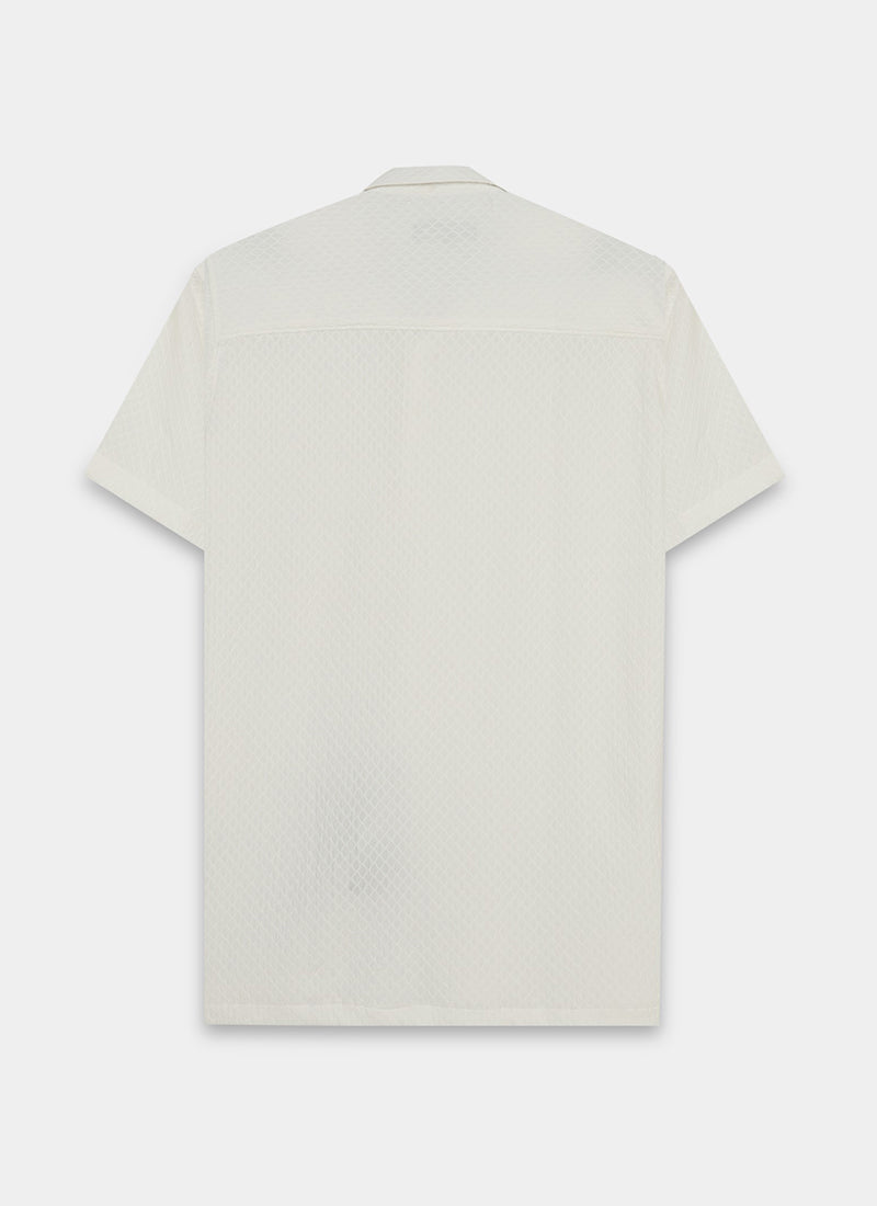 HALO Diamond Textured Knitted Shirt White-Flatlay Back View