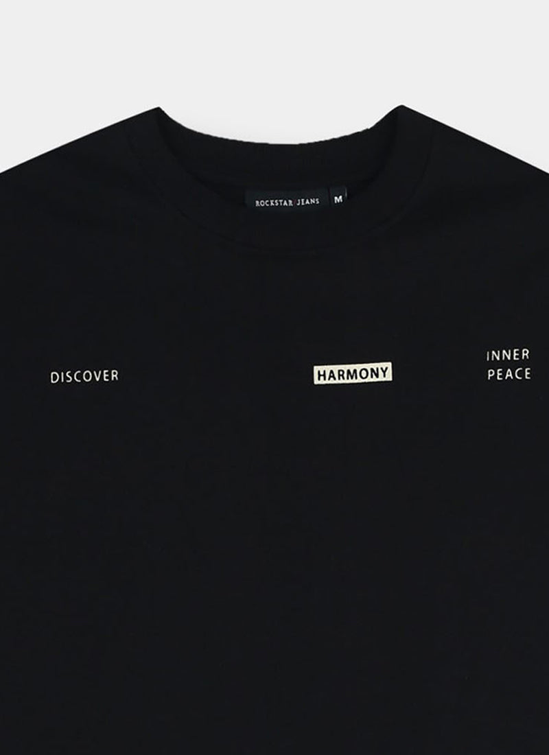 HARMONY Oversized Cotton Printed T-Shirt Black Anthracite - Details View