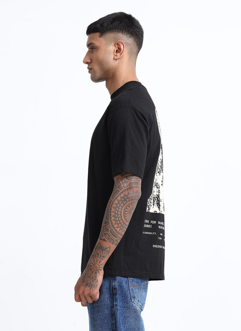 HARMONY Oversized Cotton Printed T-Shirt Black Anthracite - Side View