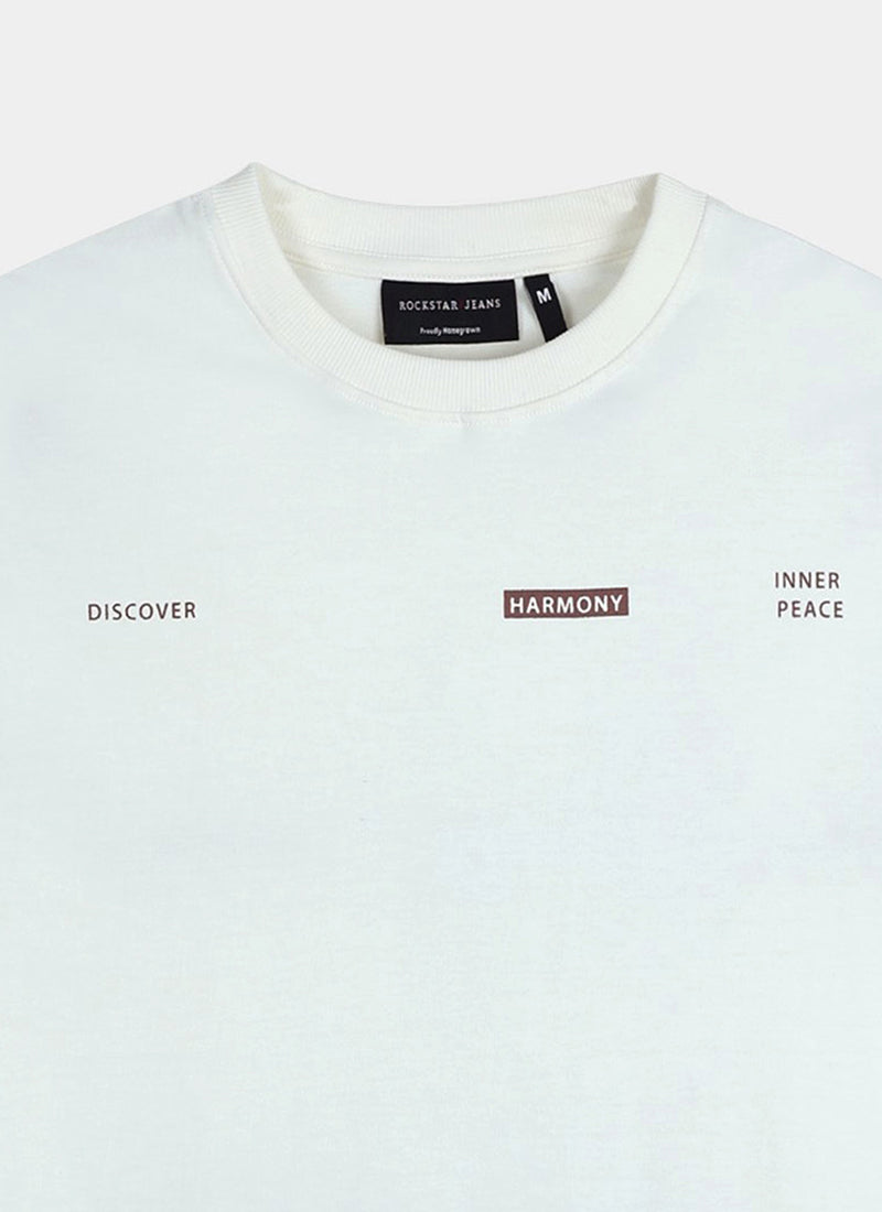 HARMONY Oversized Cotton Printed T-Shirt Off White - Details View