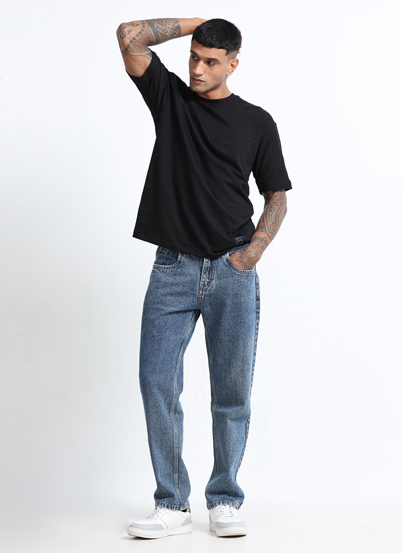 straight fit denim jeans for men