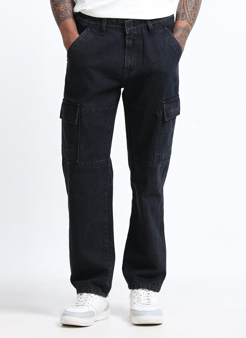 jet black cargo jeans for men