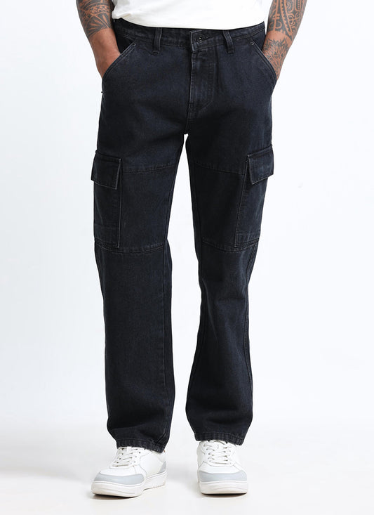 jet black cargo jeans for men