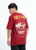 LIFE IS GOOD Oversized Cotton Printed T-Shirt Crimson Red