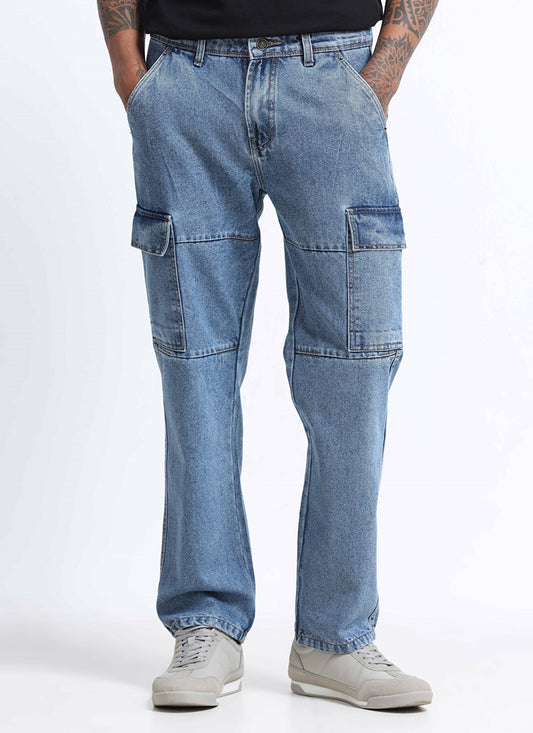 light blue cargo jeans for men