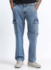 NOMAD Relaxed Fit 6 Pocket Cargo Denim Jeans Light Blue