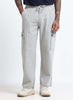 MAVERICK Relaxed Fit Drawstring Cargo Denim Jeans Light Grey