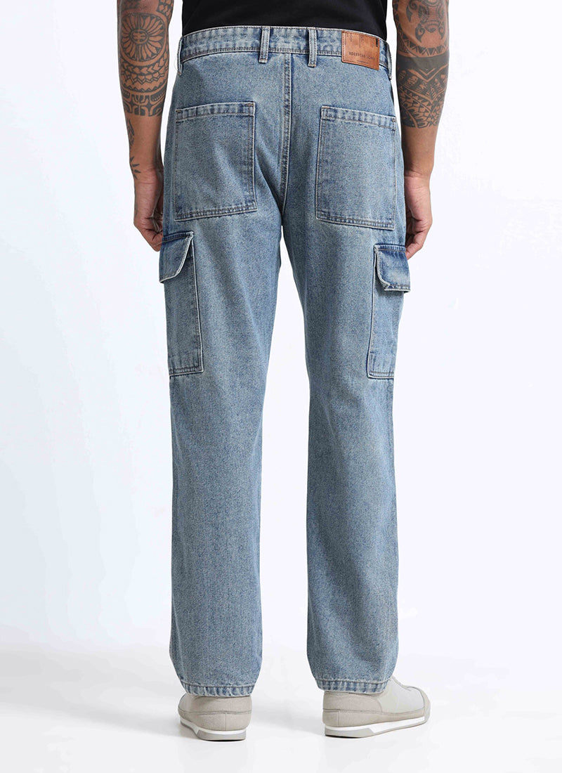 denim cargo jeans for men