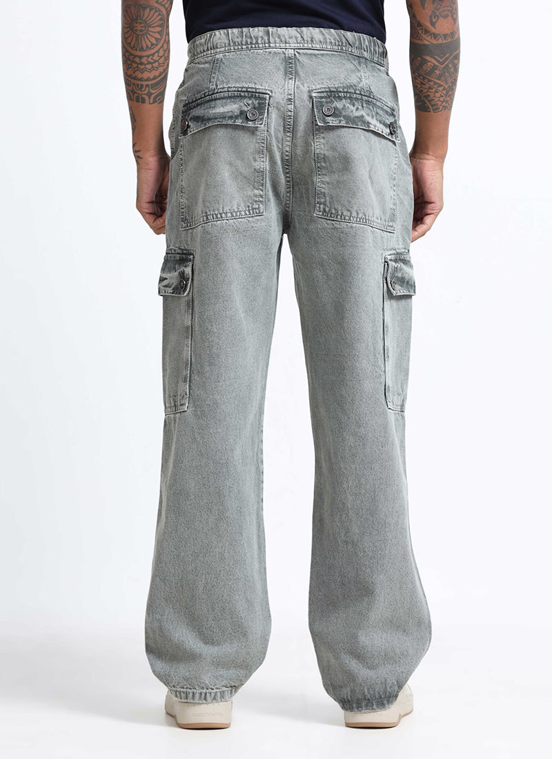 relaxed fit cargo jeans for men