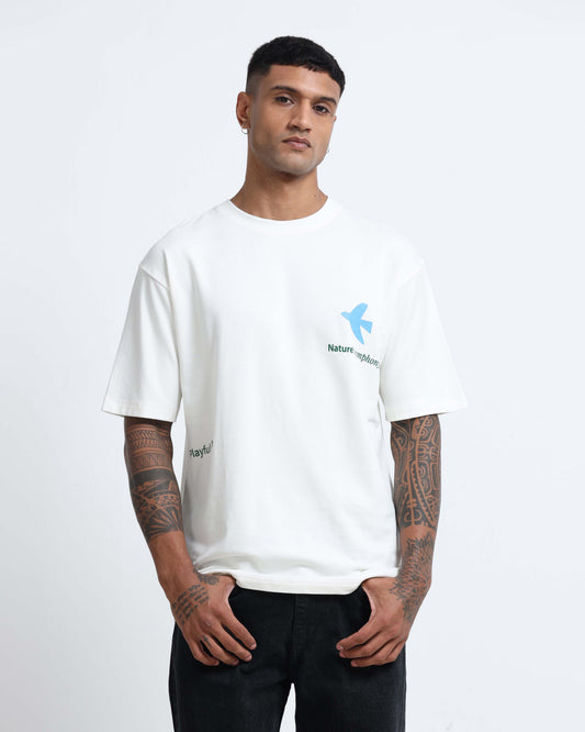 Men white graphic T shirt