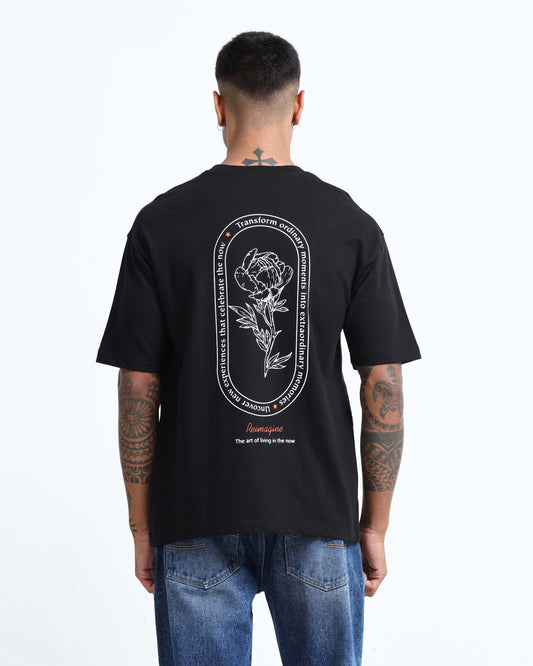 Mens black print T shirt