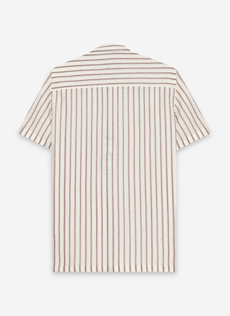 NOIR Pinstripe Jacquard Shirt Off White-Flatlay Back View