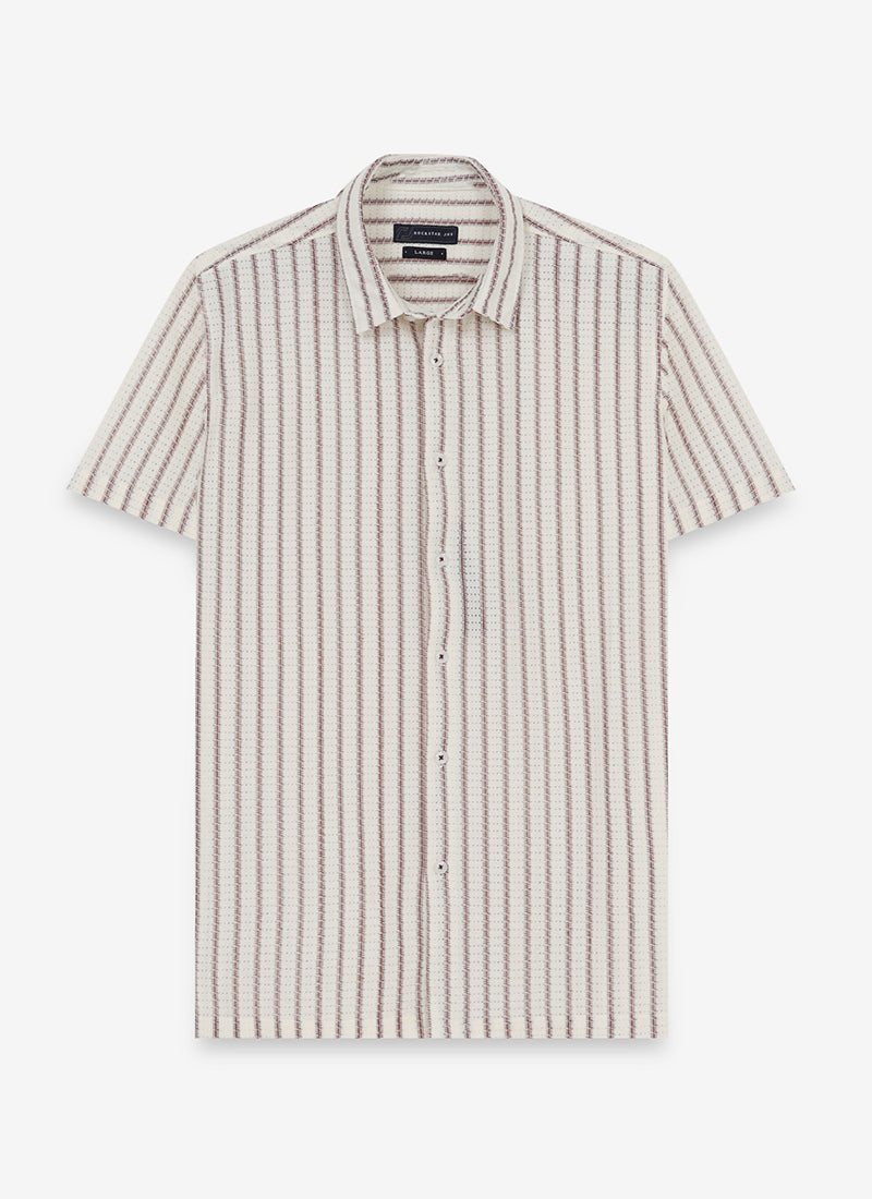NOIR Pinstripe Jacquard Shirt Off White-Flatlay Front View