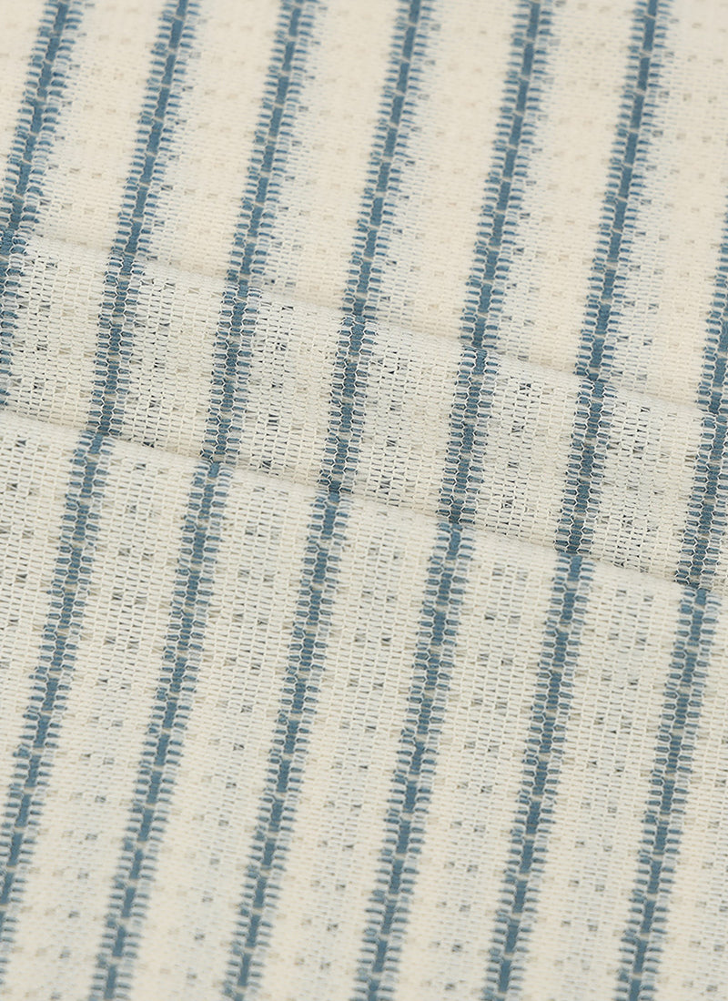 NOIR Pinstripe Jacquard Shirt Off White Blue- Fabric Detail View