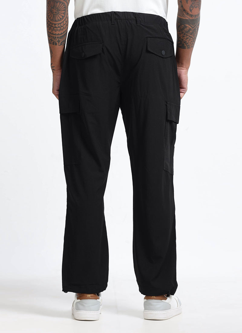 PARACHUTE Travel Cargo Relaxed Fit Pants Black-Back View