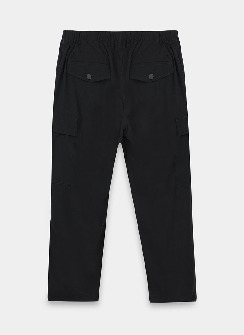 PARACHUTE Travel Cargo Relaxed Fit Pants Black-Flatlay Back View