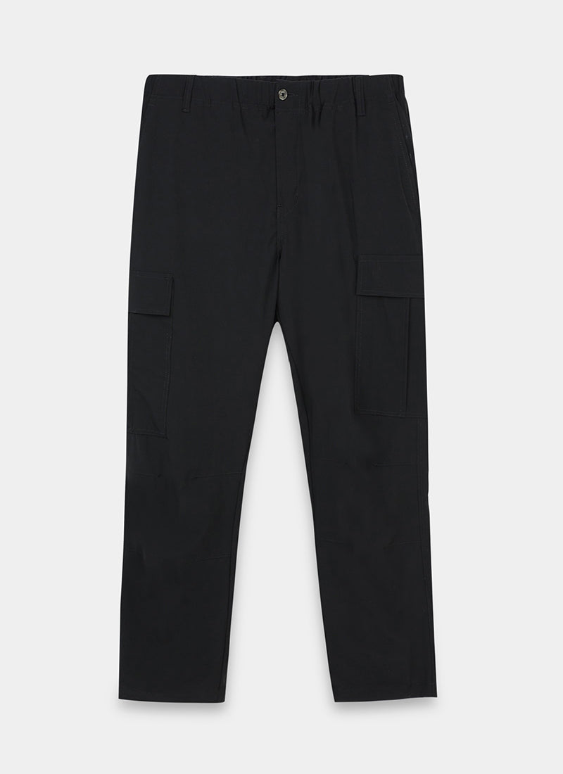 PARACHUTE Travel Cargo Relaxed Fit Pants Black-Flatlay Front View