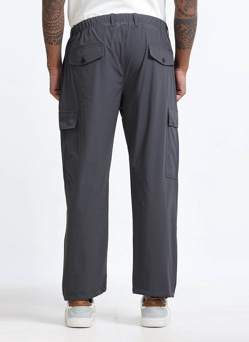 PARACHUTE Travel Cargo Relaxed Fit Pants Graphite Grey-Flatlay Back View