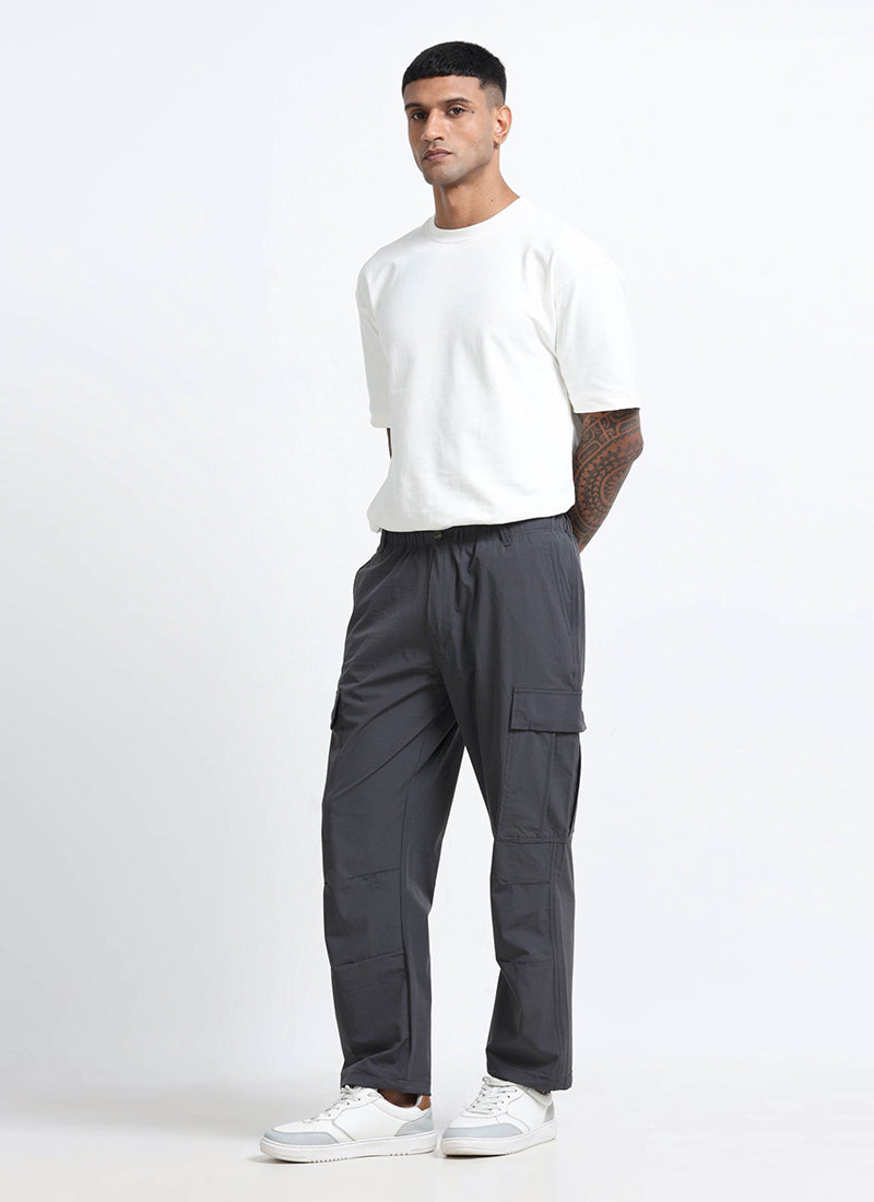 PARACHUTE Travel Cargo Relaxed Fit Pants Graphite Grey- Model Front View