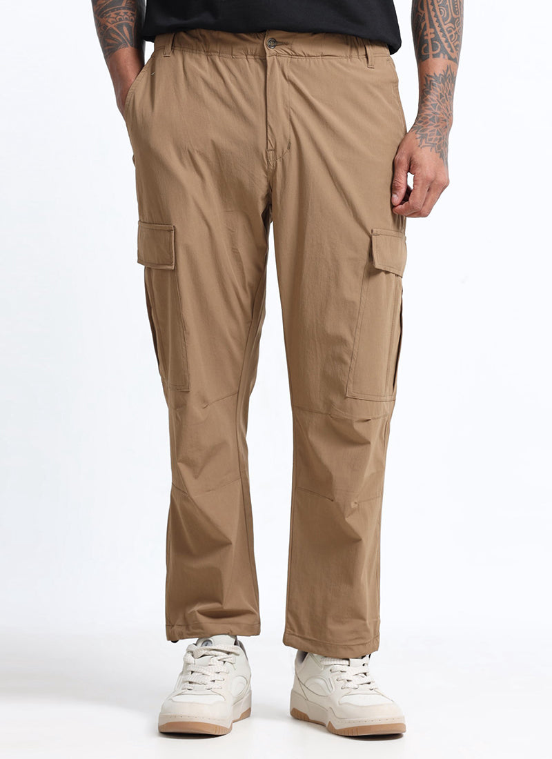 PARACHUTE Travel Cargo Relaxed Fit Pants Khaki-Front View
