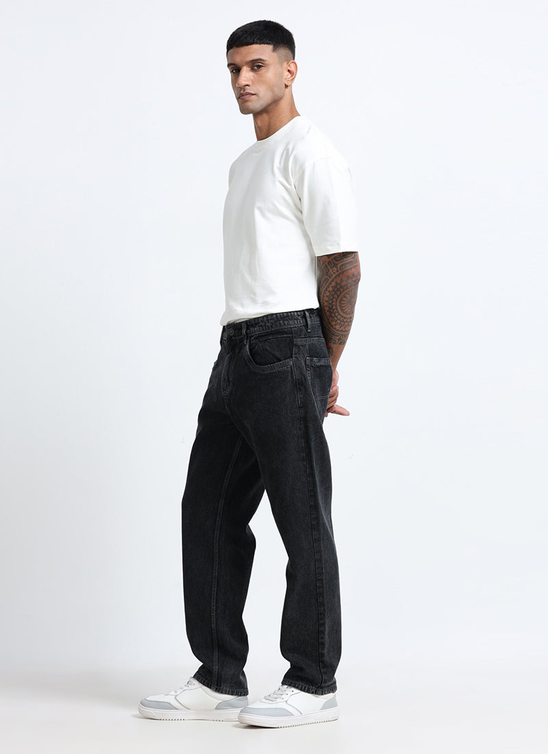 charcoal black straight fit jeans