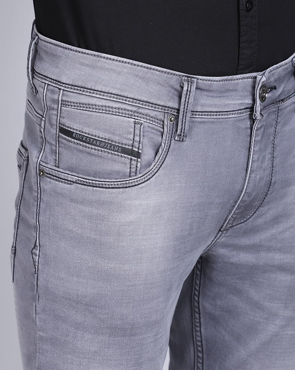 Mid Grey Ankle Fit Jeans for Men 