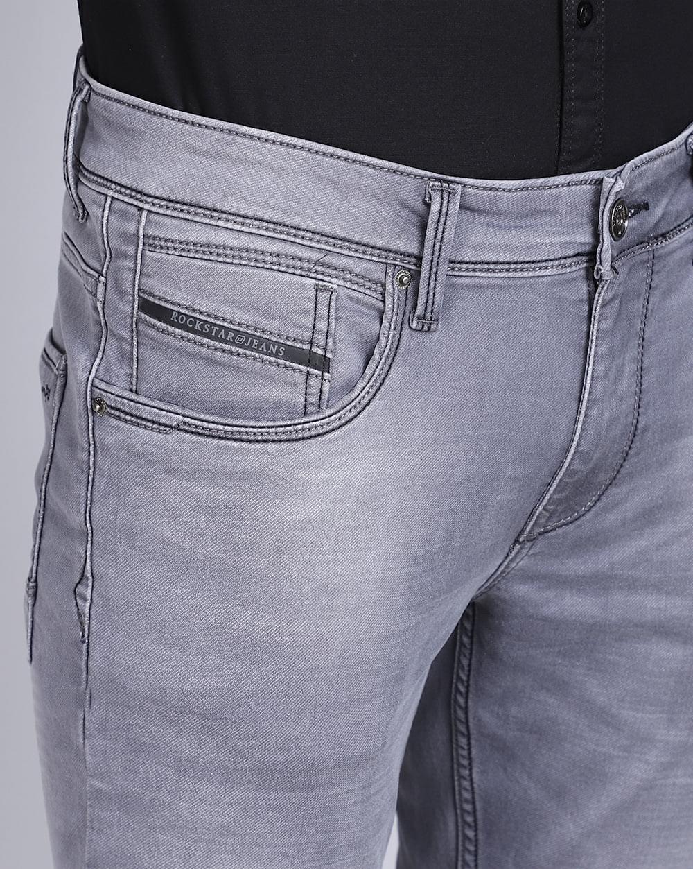 Mid Grey Ankle Fit Jeans for Men 