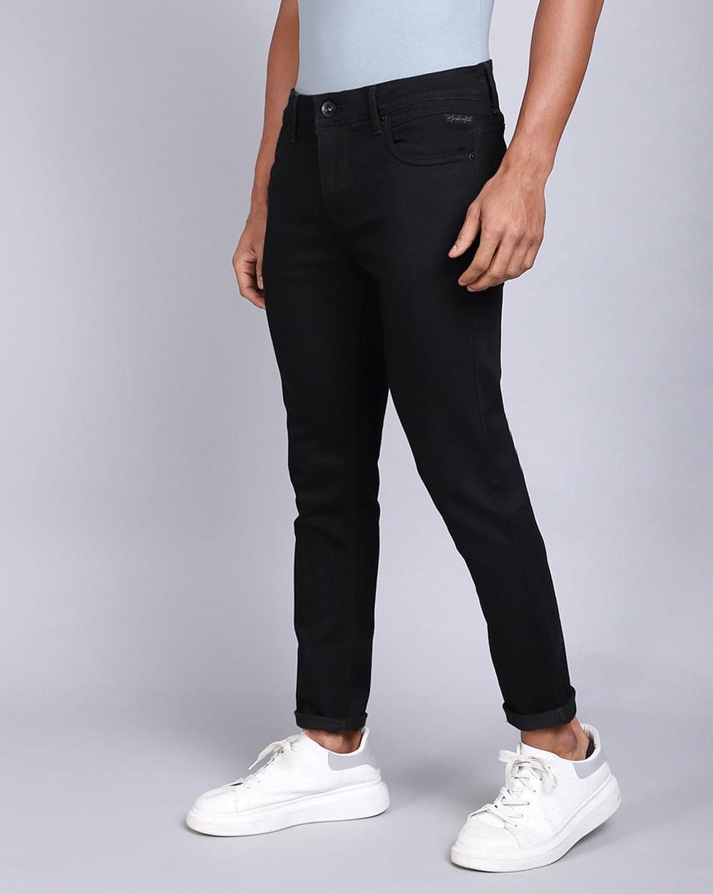 Black Ankle Fit Jeans for Men 