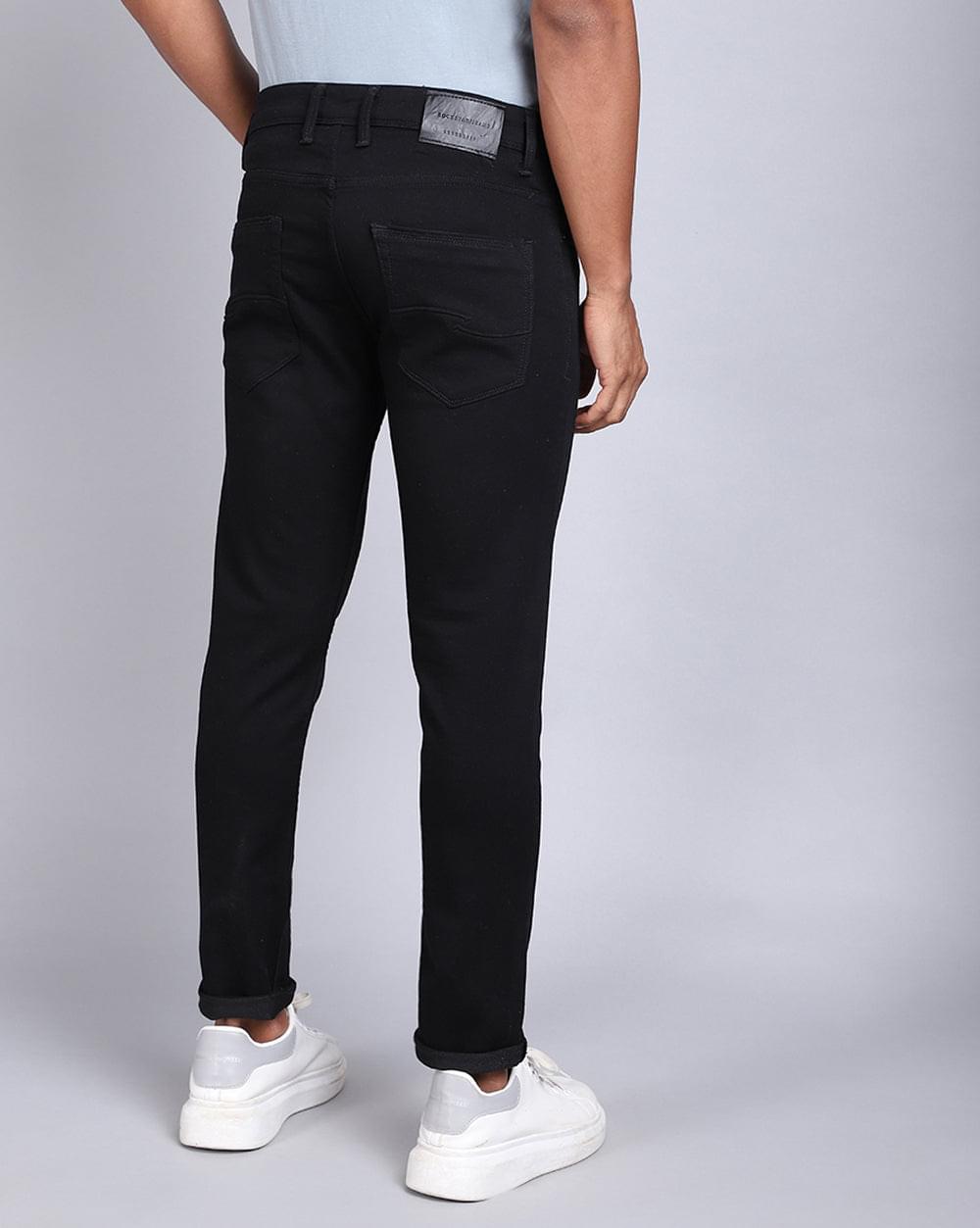 Black Ankle Fit Jeans for Men 
