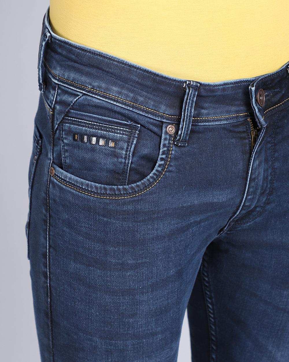 Ankle Fit Basic Dark Blue Jeans For Men 
