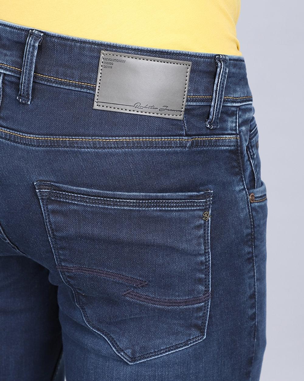 Ankle Fit Basic Dark Blue Jeans For Men 