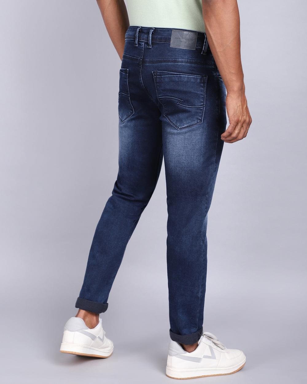 Ankle Fit Indigo Dark Blue Jeans for Men 