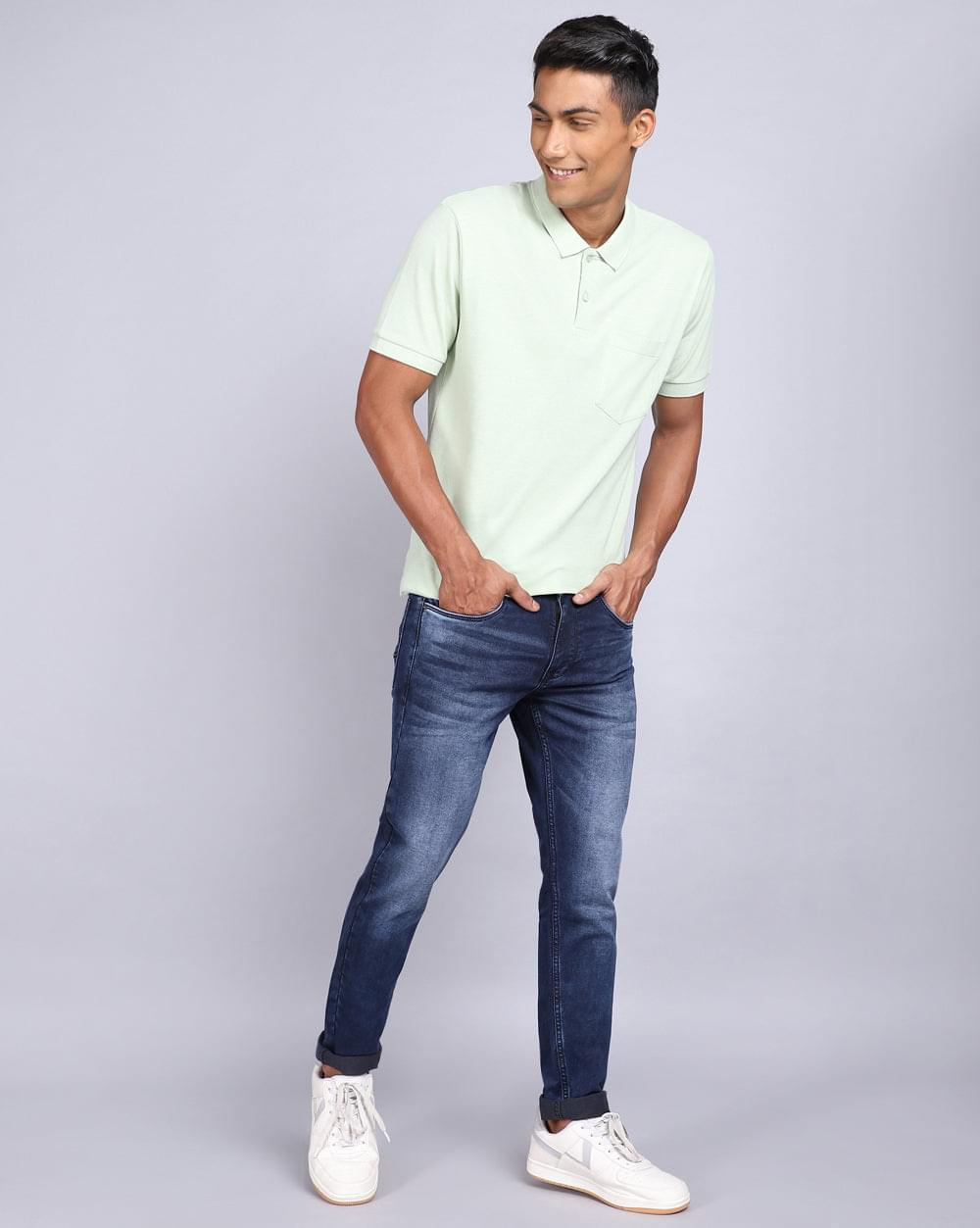 Ankle Fit Indigo Dark Blue Jeans for Men 