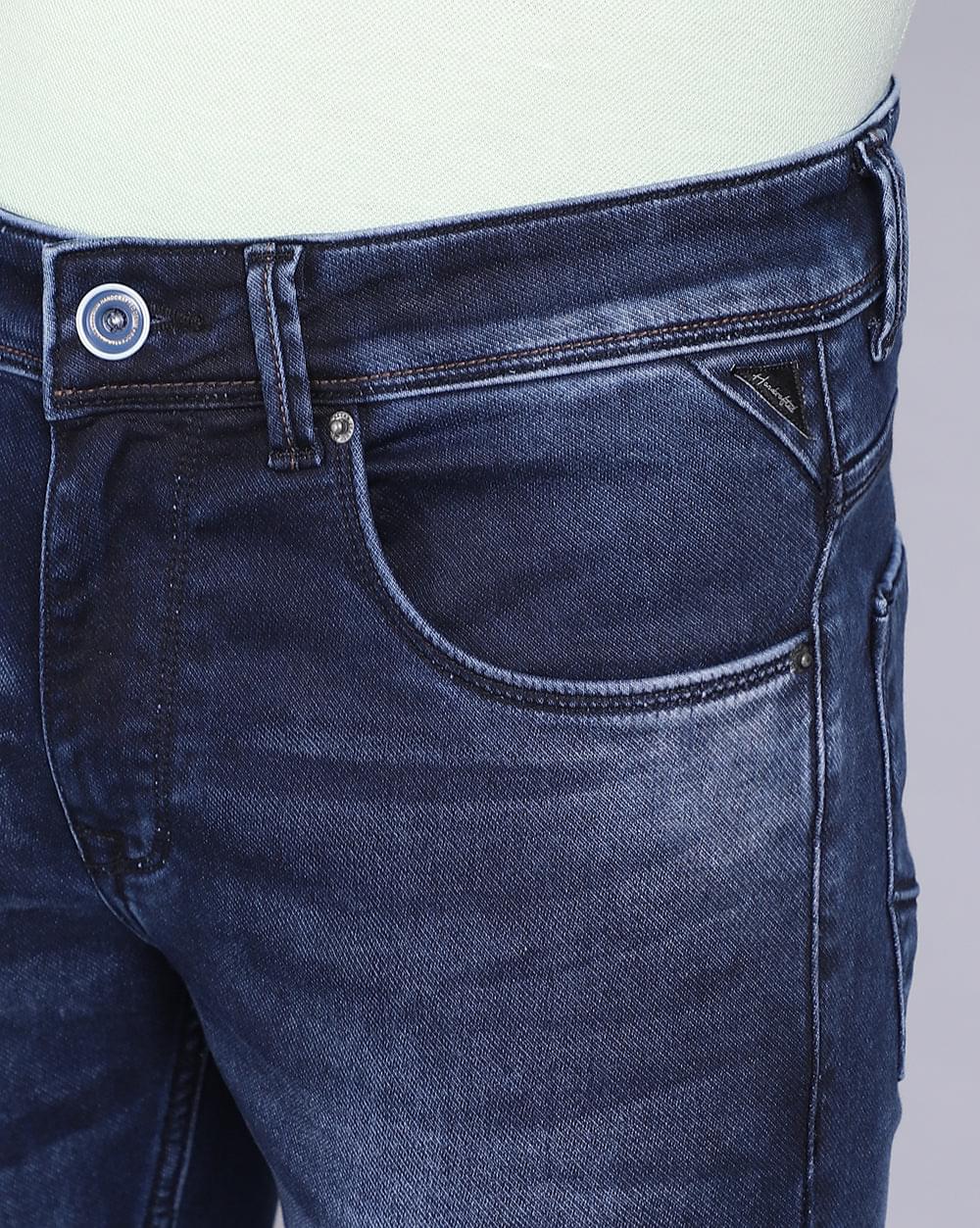 Ankle Fit Indigo Dark Blue Jeans for Men 