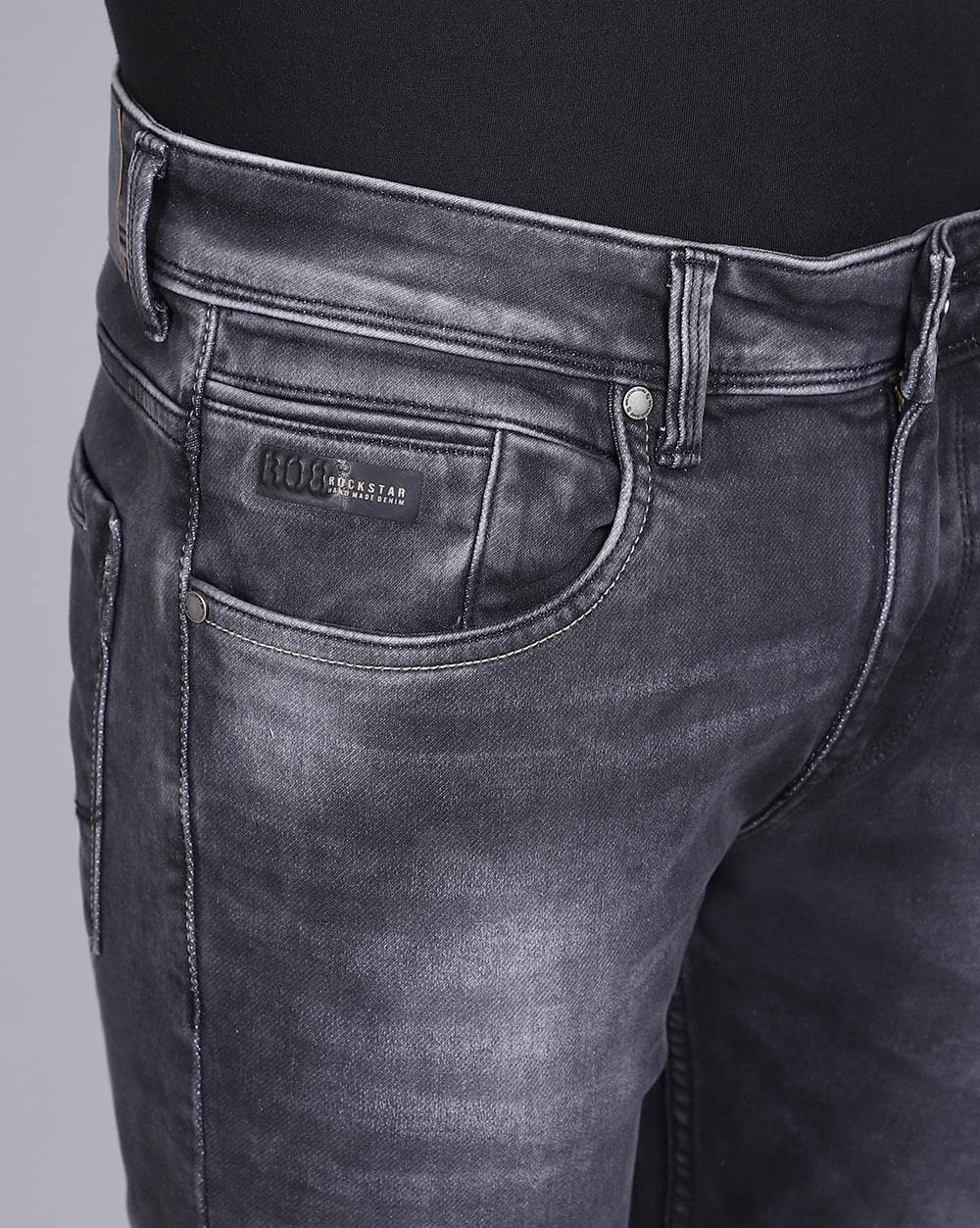 Ankle Fit Carbon Black Jeans for Men 