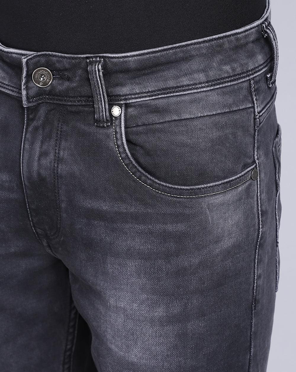 Ankle Fit Carbon Black Jeans for Men 