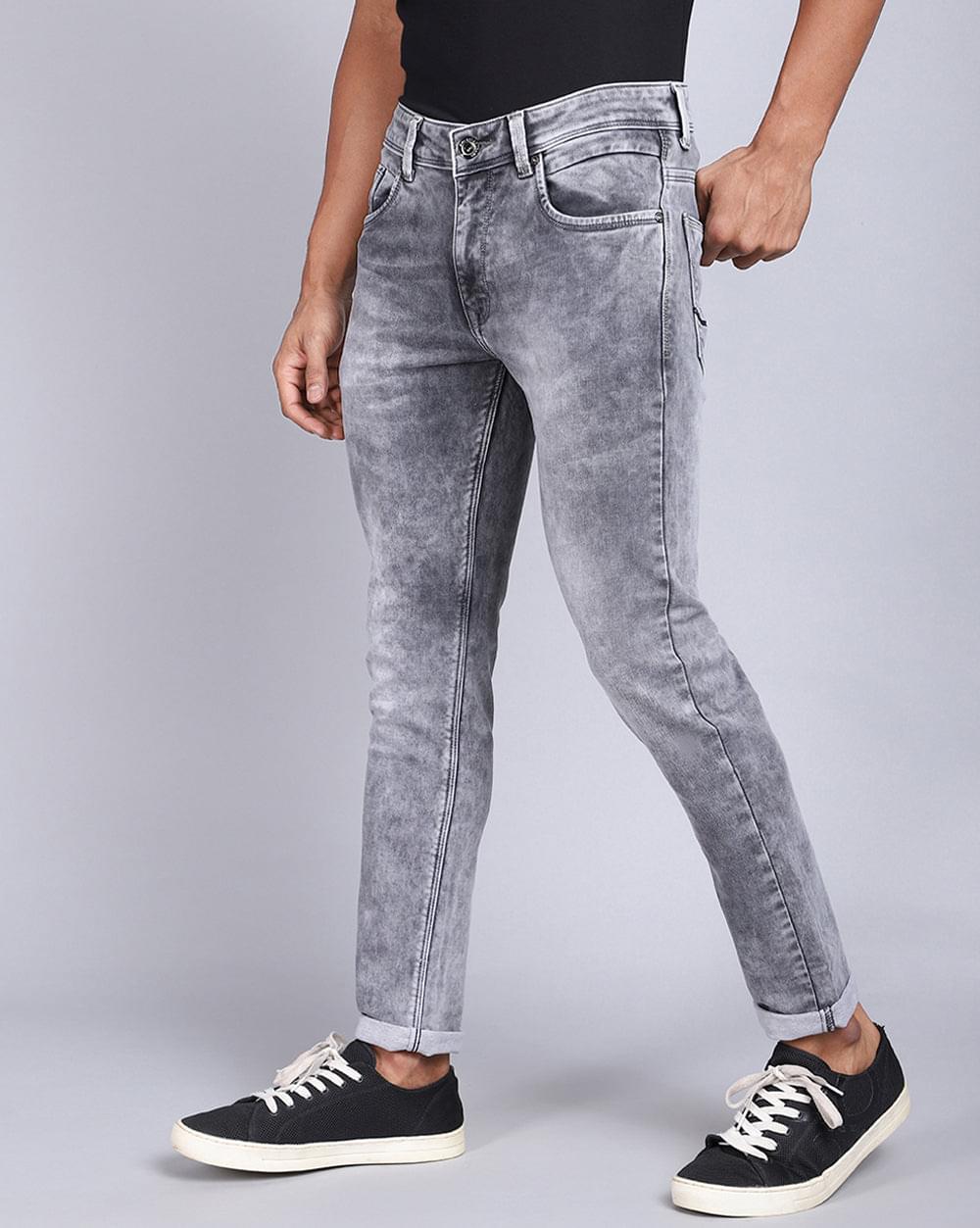 Ankle Fit  Stonewash Light Grey Jeans for Mens 