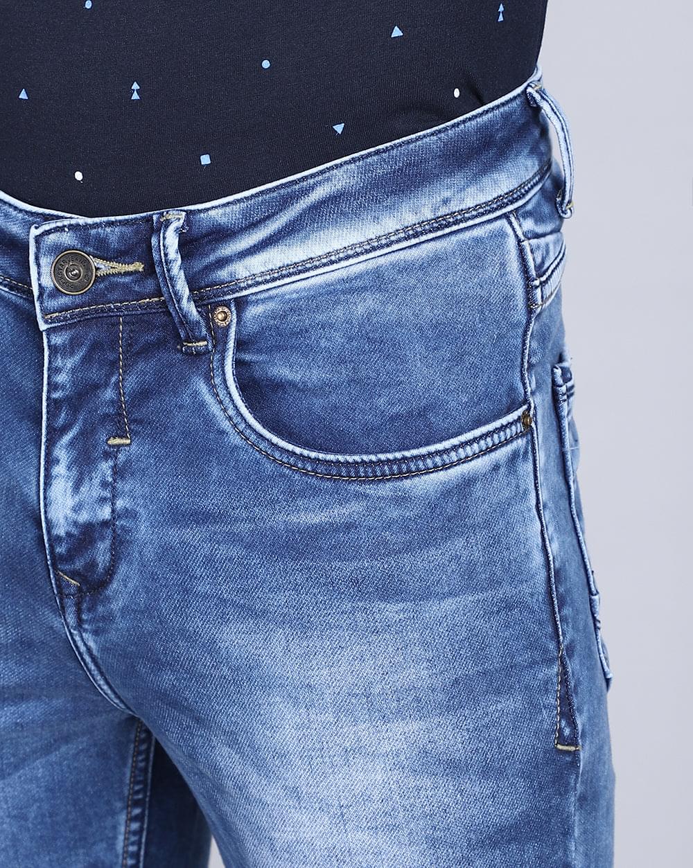 Faded Mid Blue Ankle Fit Jeans For Men