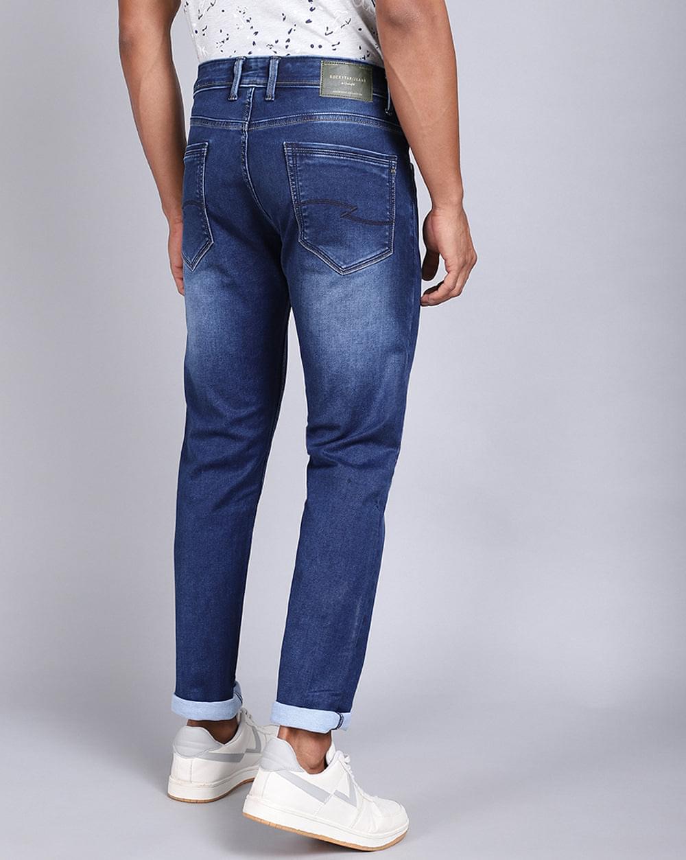 Ankle Fit Mid Blue Jeans for Men 