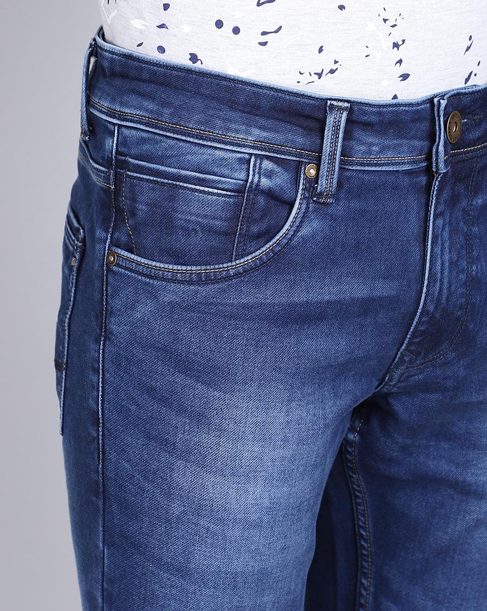 Ankle Fit Mid Blue Jeans for Men 